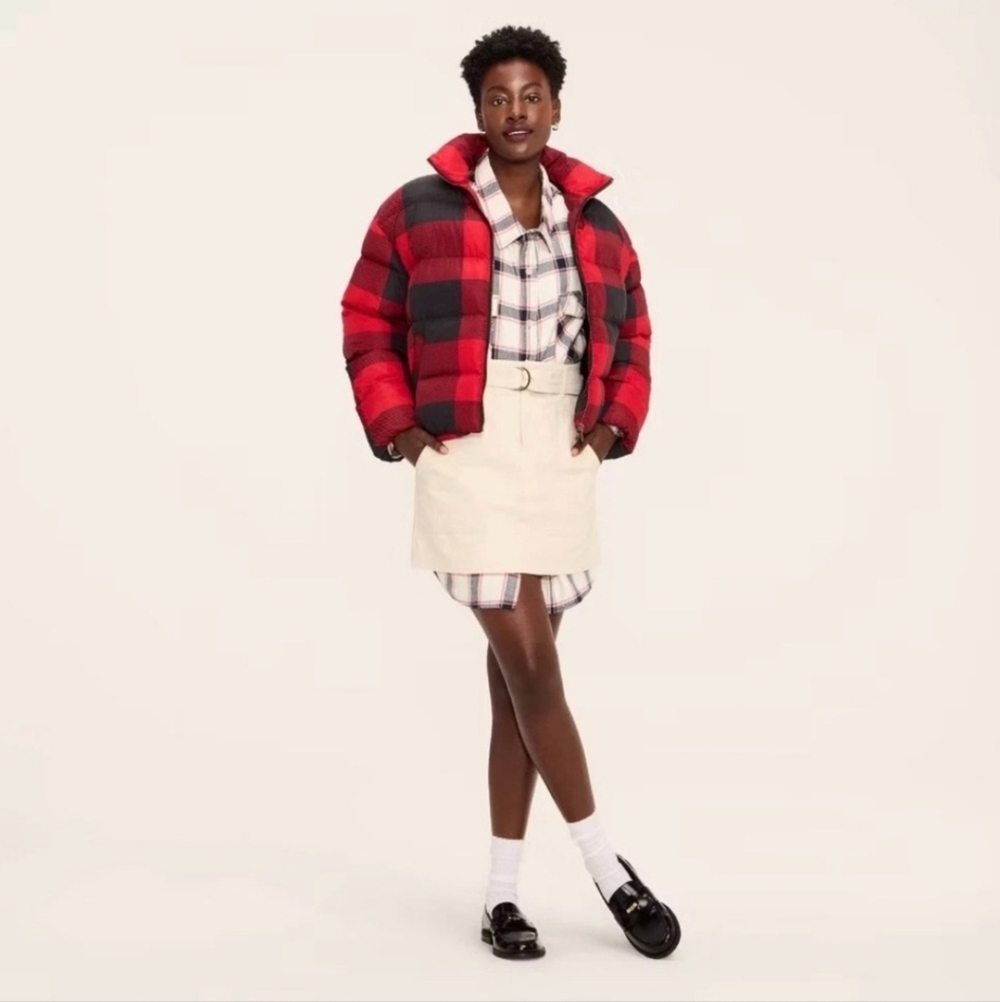 Woolrich x Target Women's Buffalo Check Puffer Jacket Coat Red/Black NWT Large